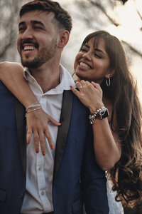Elopement couple smiling and laughing together