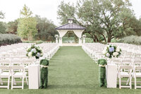 A view from the stair at Kendall Point overlooking the ceremony site and lake.