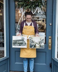Grain Artisan Bakery celebrating the opening of their Snohomish café in 2020, marking the beginning of their certified gluten-free retail bakery and coffee shop.
