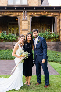 Eleanor Stenner with bride and groom at Birmingham wedding 