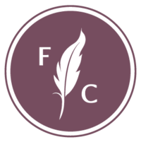 Logo with initials  F|C and a simple feather icon