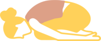 Illustration d'une femme installée dans la posture de l'enfant en Yin Yoga