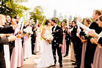 Bridal party with confetti at lincoln park in chicago
