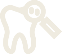 Desert Hills Dental exams and cleanings in Middleton Idaho. An icon of a white tooth with a magnifying glass hovering over the top right corner of the tooth.