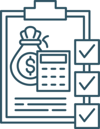 Financial checklist icon with checkmarks, symbolizing tax preparation and financial planning tasks.