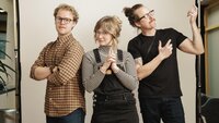 Producer Cassi Angier strikes a pose with colleagues in the film industry.