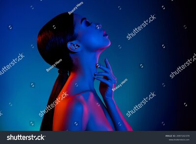 stock-photo-profile-side-photo-of-fancy-pretty-lady-touch-finger-silky-soft-neck-isolated-vivid-colorful-2097102379