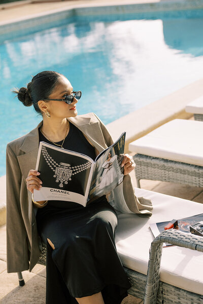 Barcelona-Poolside-Luxury-Wedding-Magazine-Reading-Washington-DC-Destination-Photographer