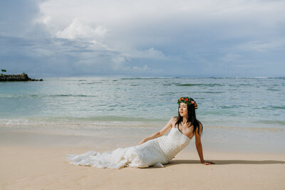 fallback shared on Invalid Date | bride reclining on tropical beach