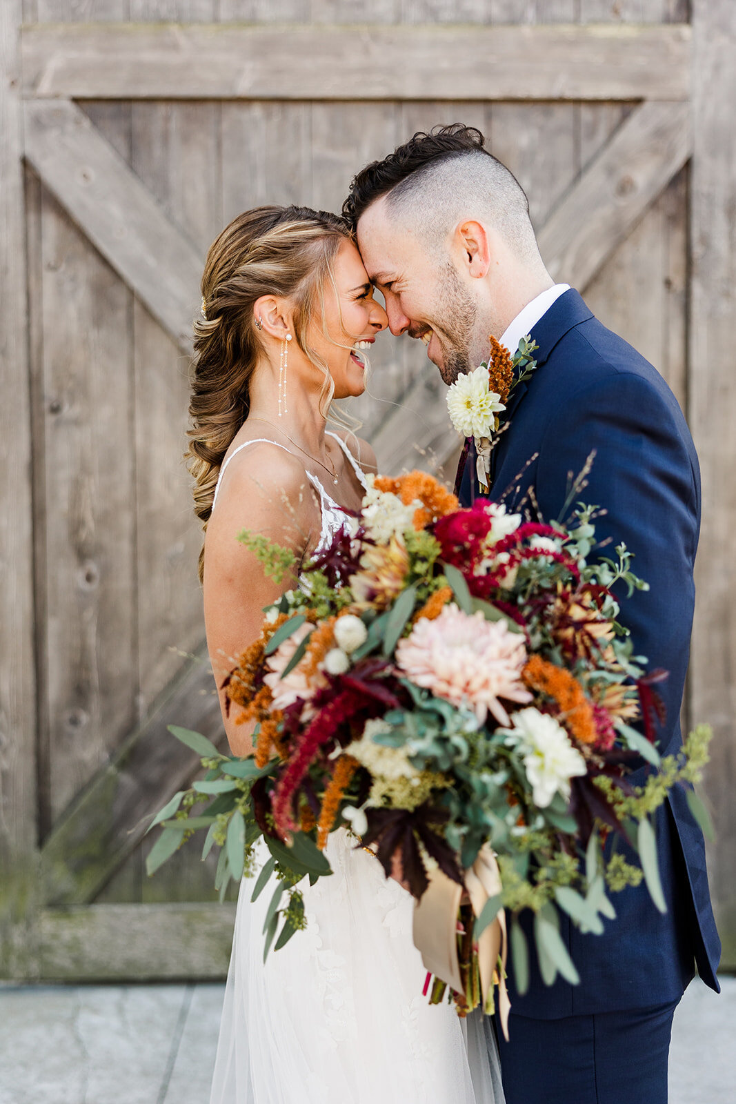 Bride and groom at wild blackberry farms wedding in  fortville, Indiana