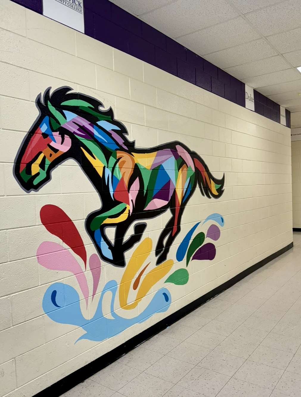 A colorful wall art in school