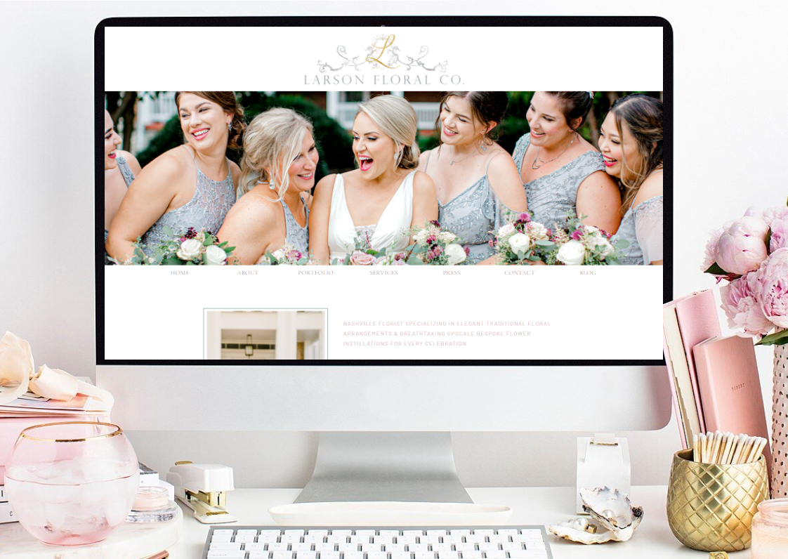 Detail photo of home page for Larson Floral Co showit website design