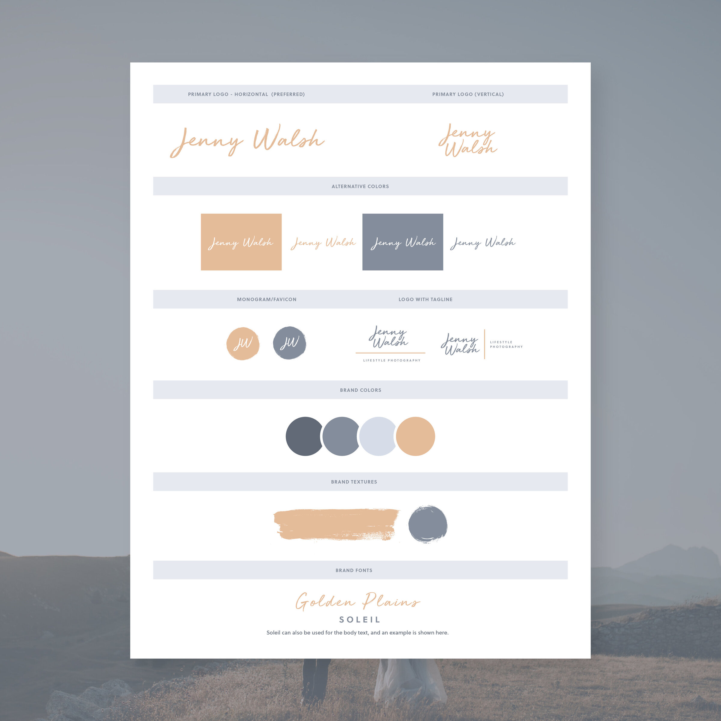 Brand board for jenny walsh photography