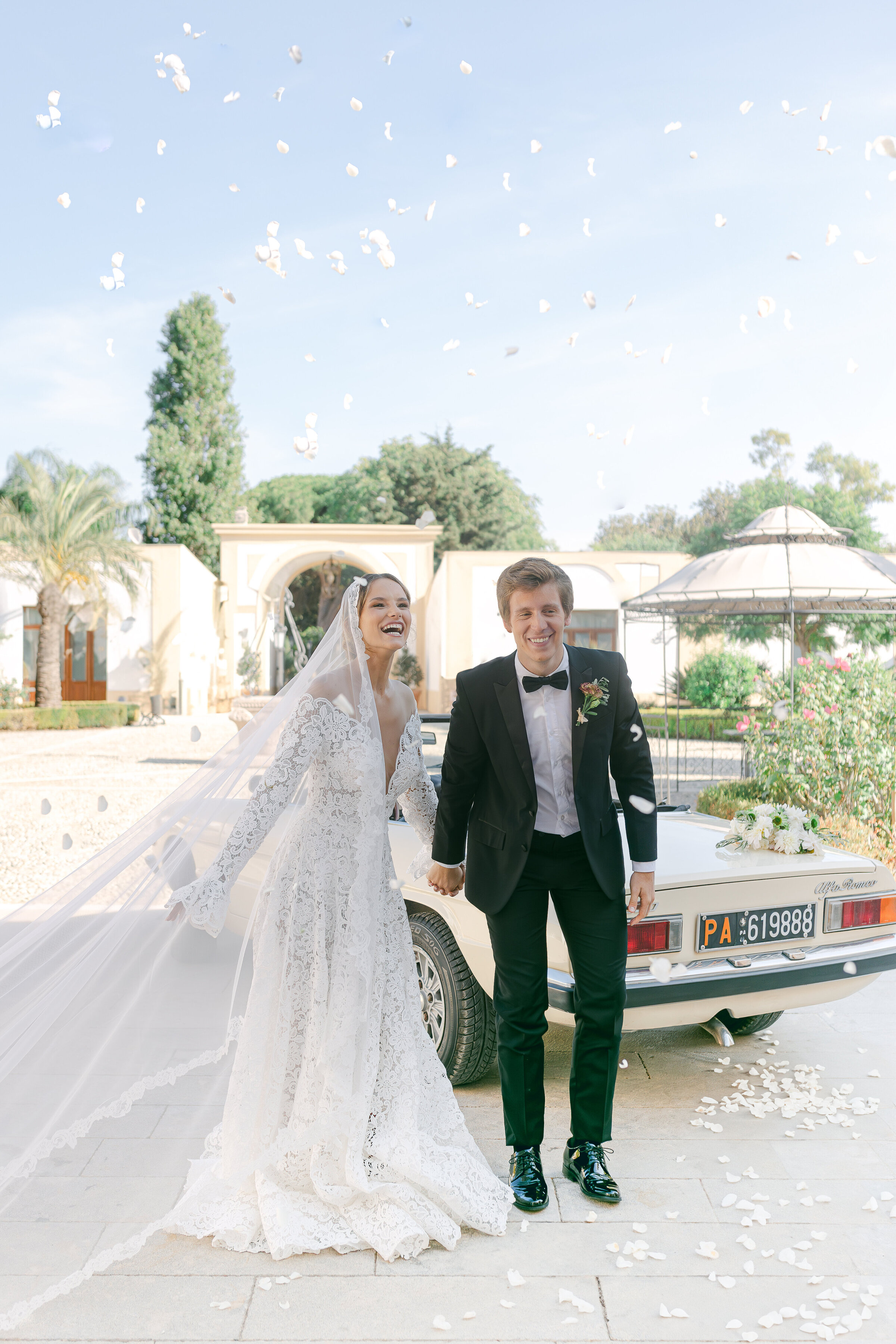 511 - Maila Enea Events - Bride and Groom - Andrea Sedici Wedding Dress - Villa Del GattoPardo Hotel_ Palermo_ Italy - Joana Senkute Photography