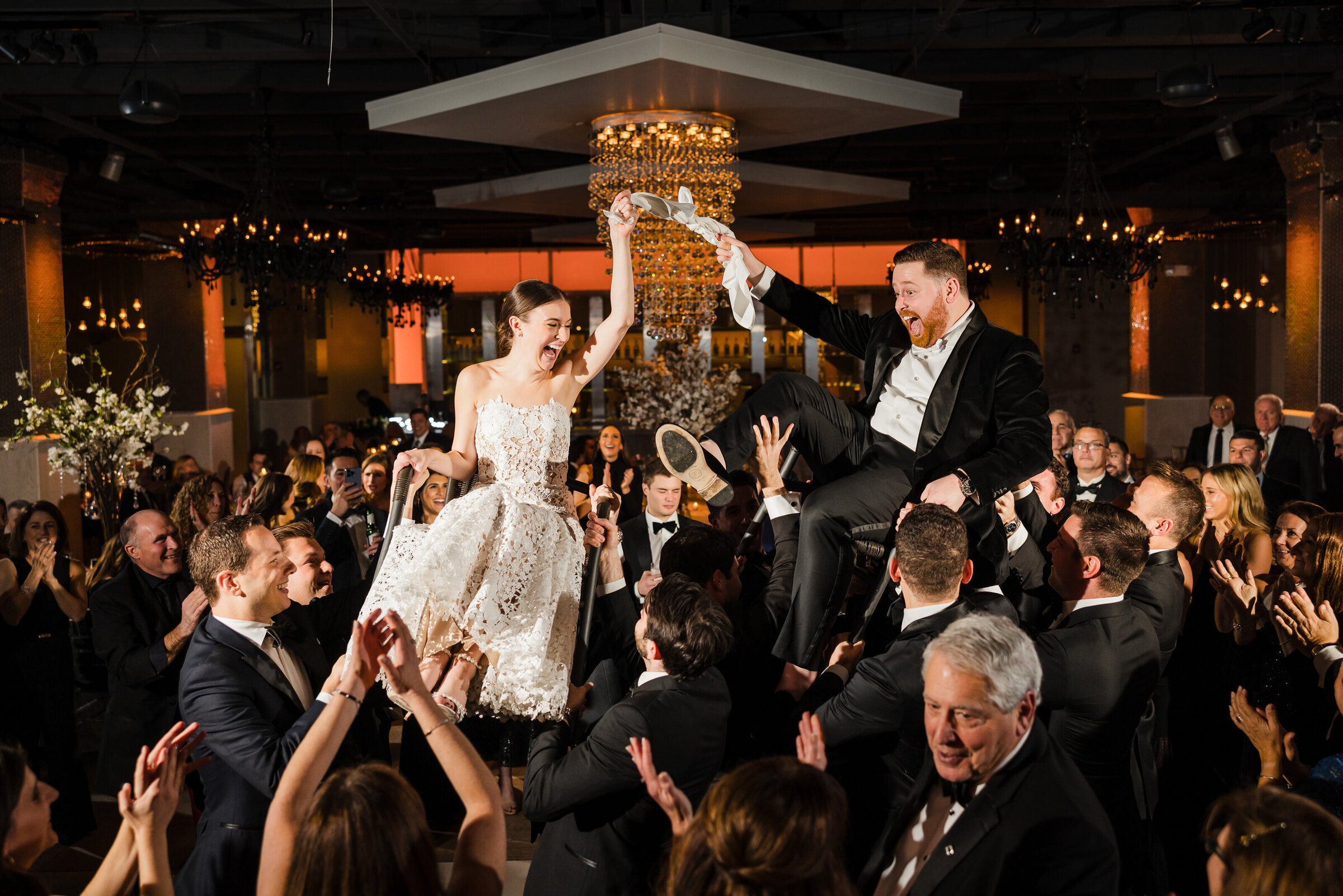 Hora at Jewish wedding reception at Tendenza captured by Anastasia Romanova