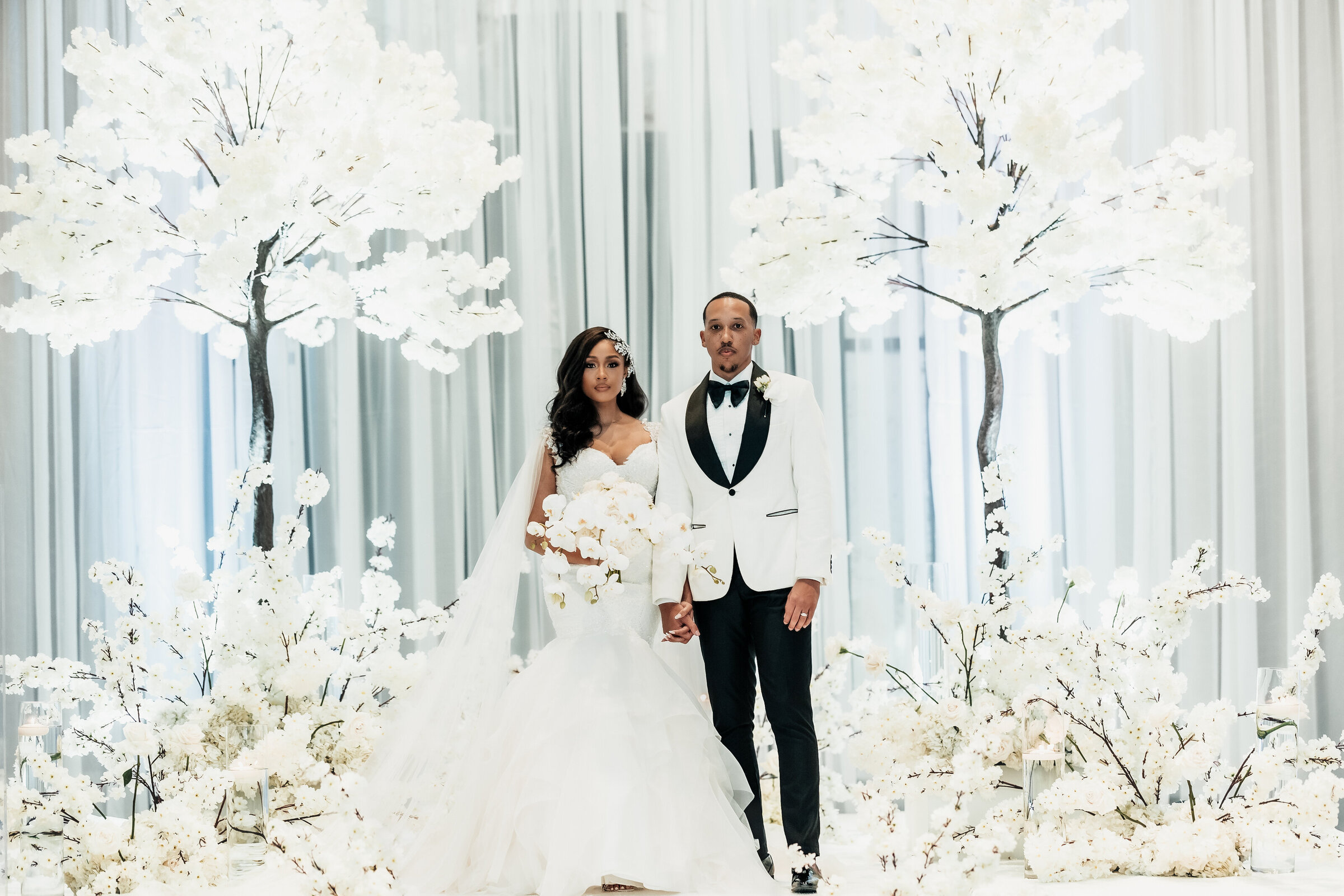 Bride and groom sharing a quiet moment during a luxury wedding in Nashvillle, designed by Wells Design Co.