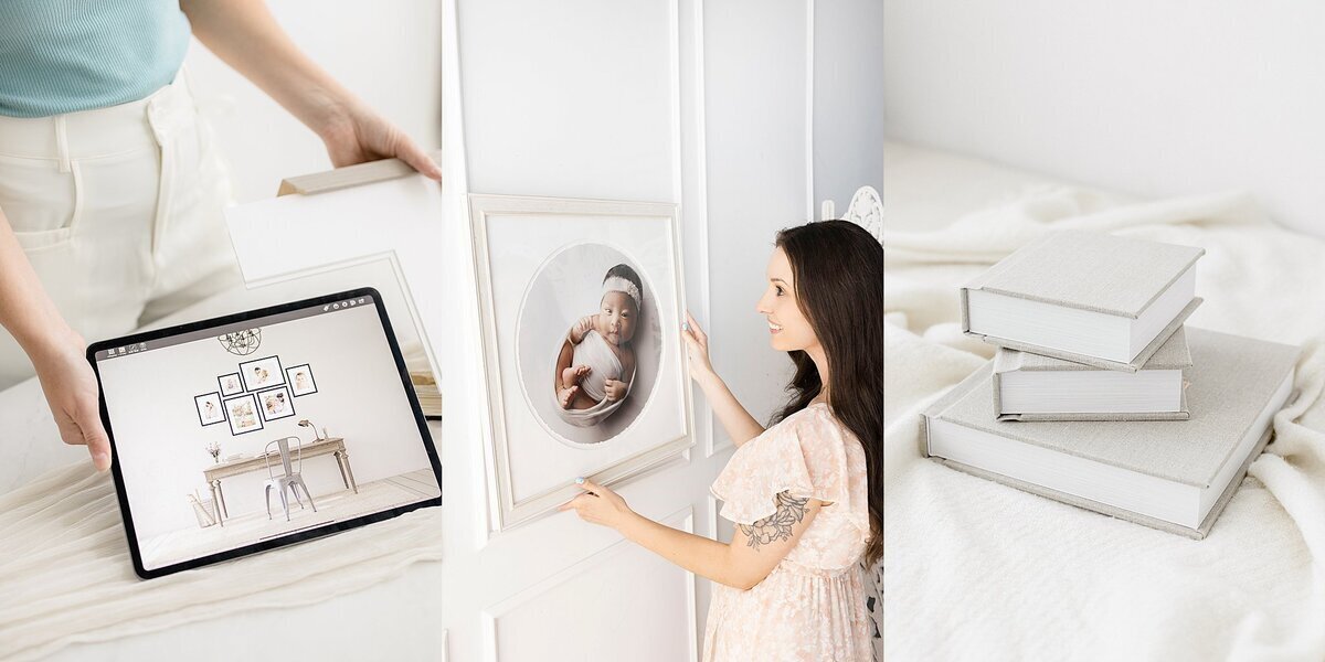 three images of Ally Kimpton Photography, new jersey photographer and artwork products from her studio