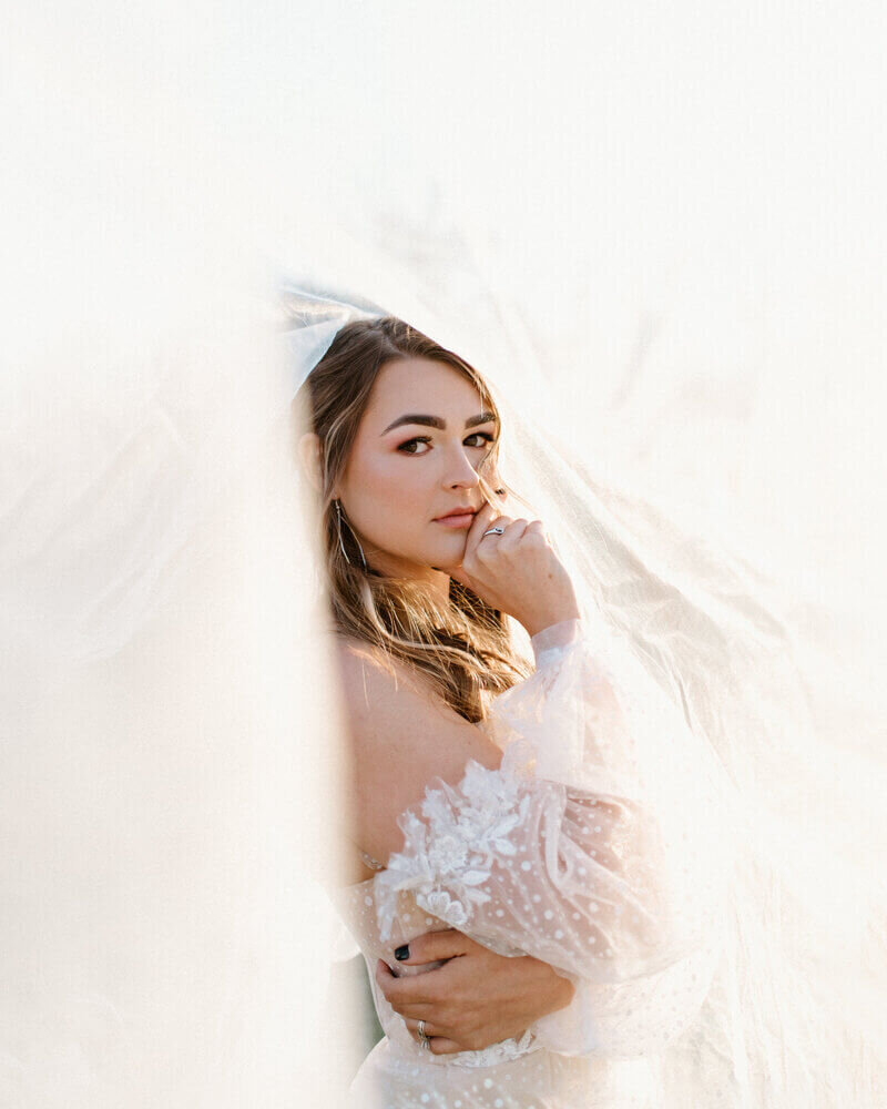 bridal portrait surrounded by veil taken by lexington kentucky wedding photographers