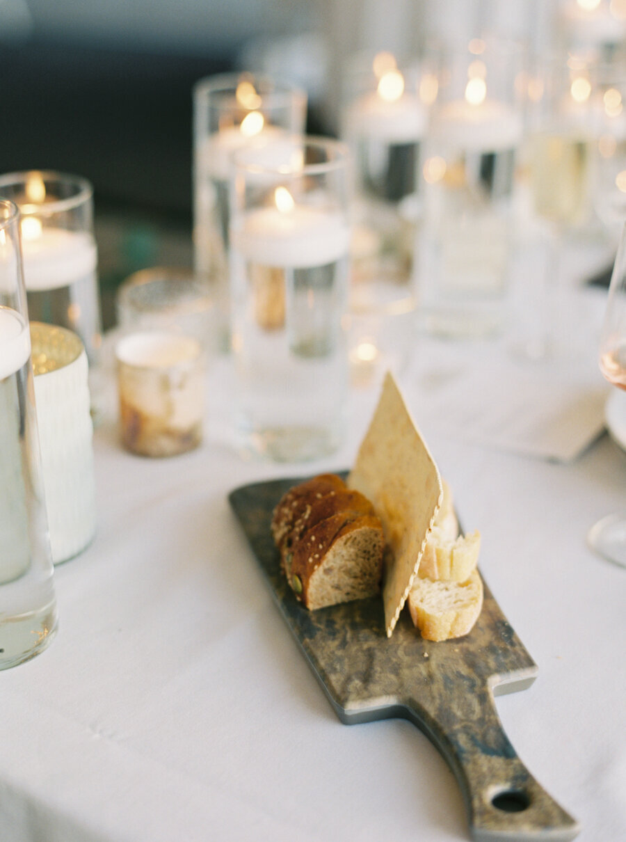 rustic bread platter on wedding table