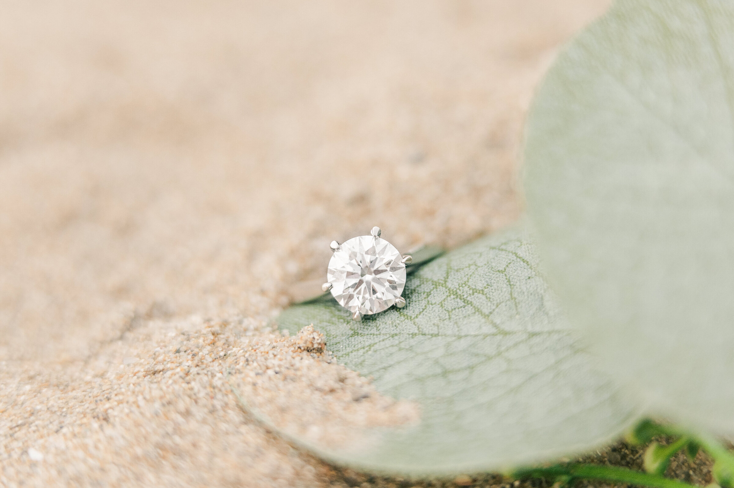 Engagement Ring in the Sand after Beach Engagement Photos
