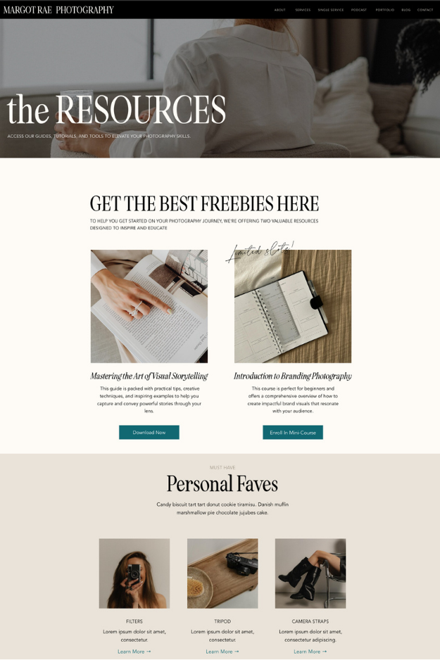 Margot Rae Sales Page Resources View