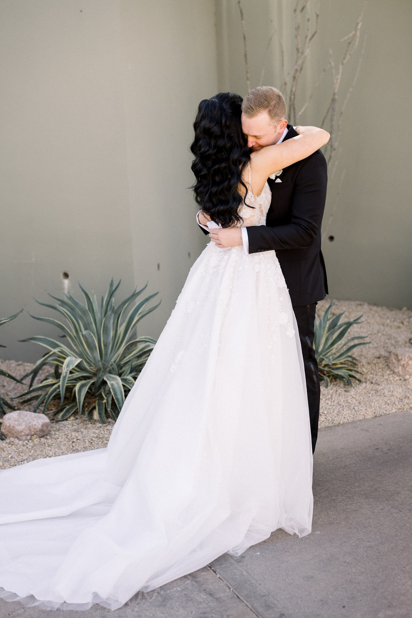 First look with bride and groom