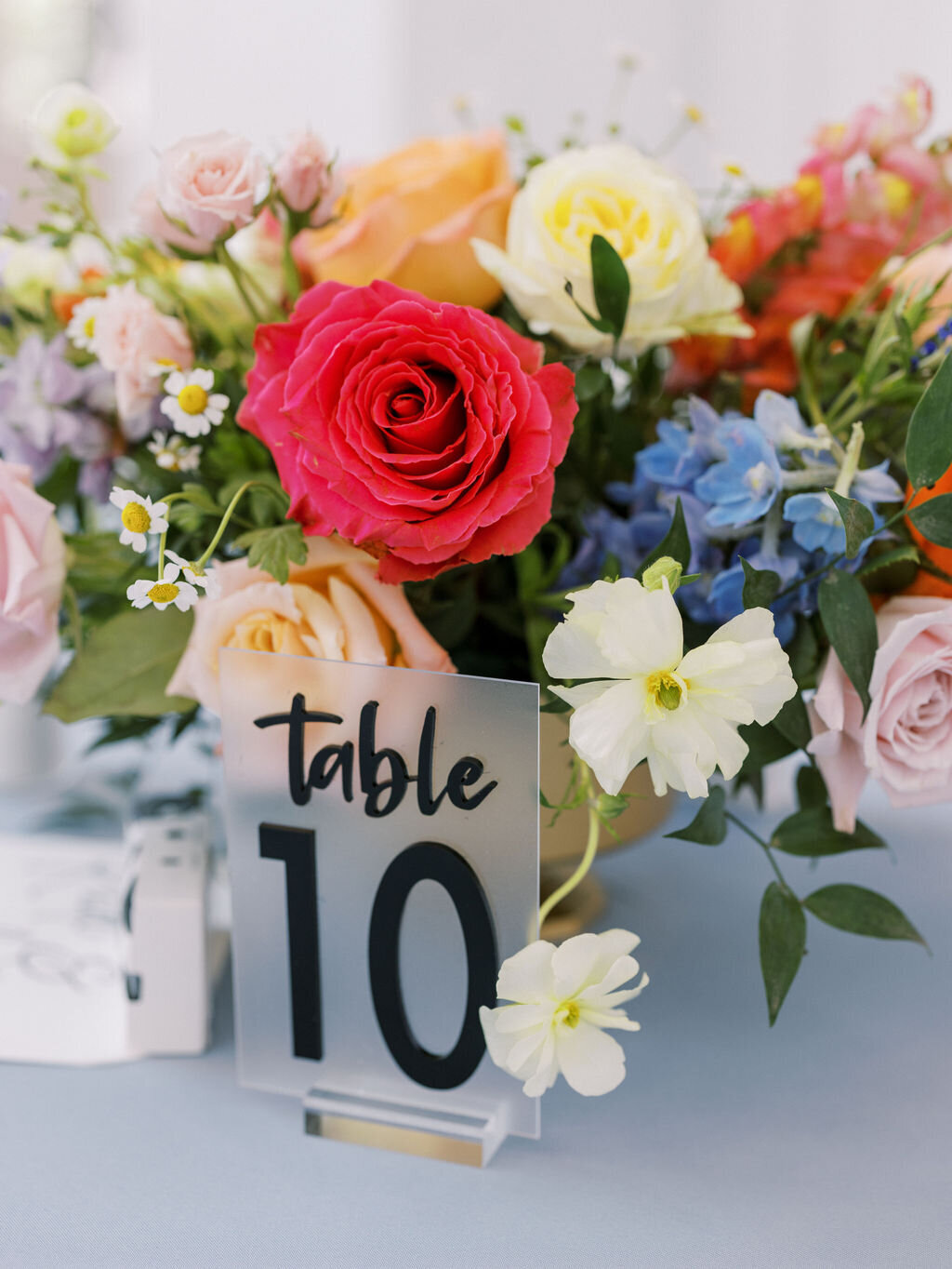 Spring flowers and table numbers
