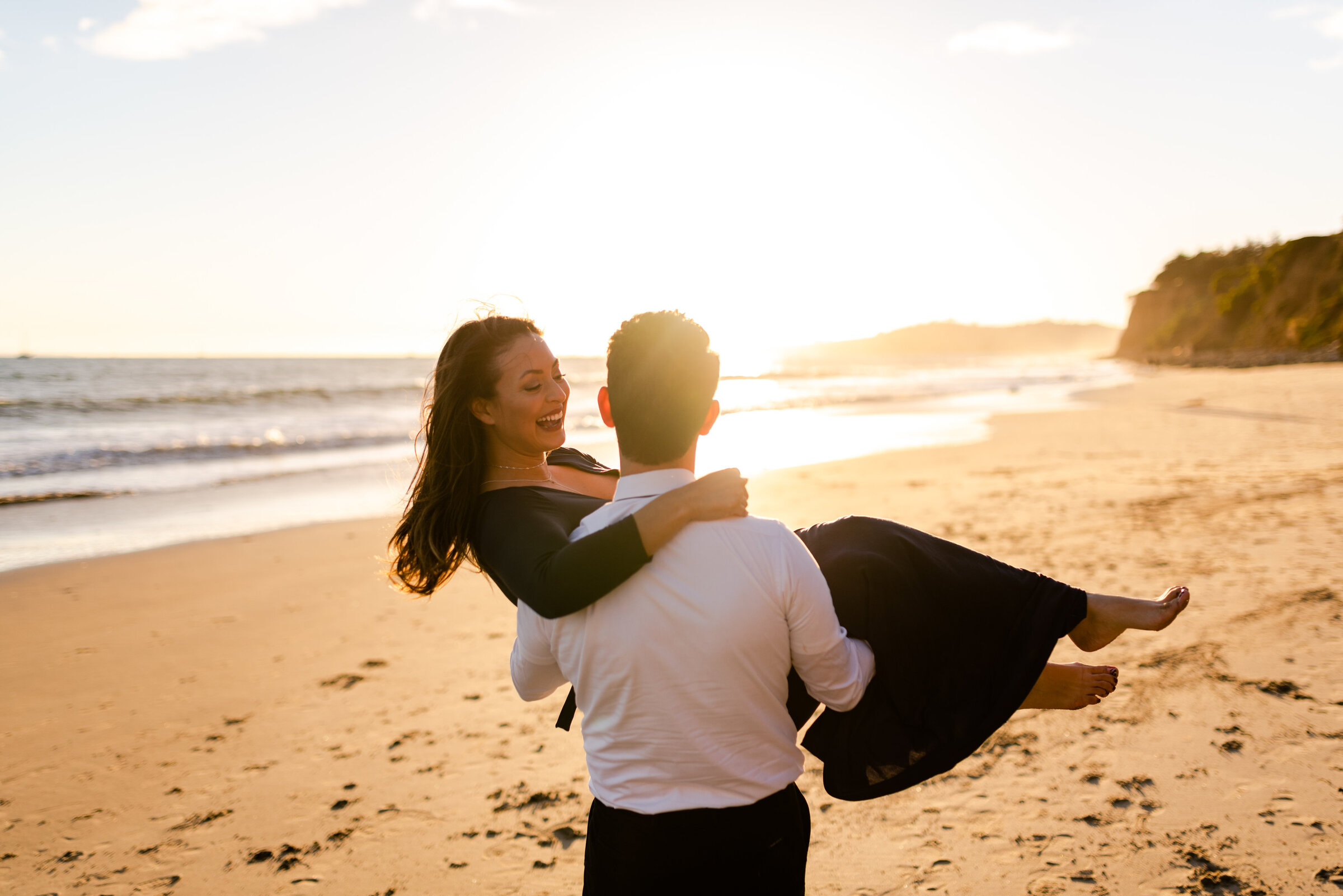 sunset beach engagement photography session