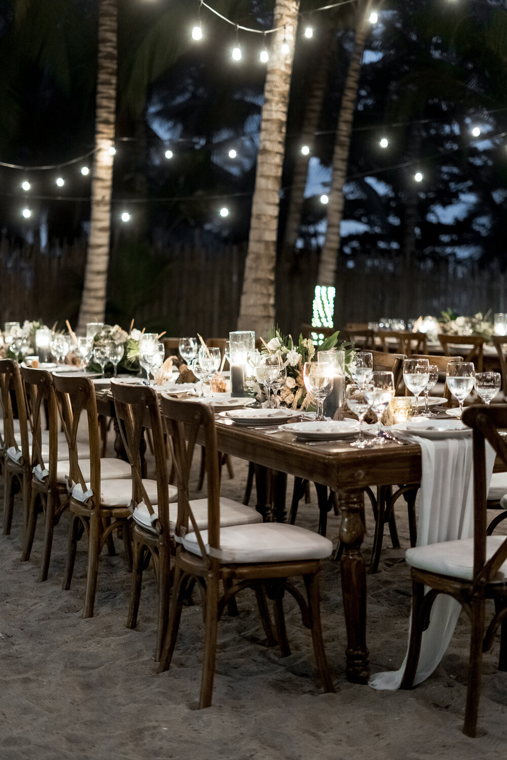 luxury wedding at the beach tables