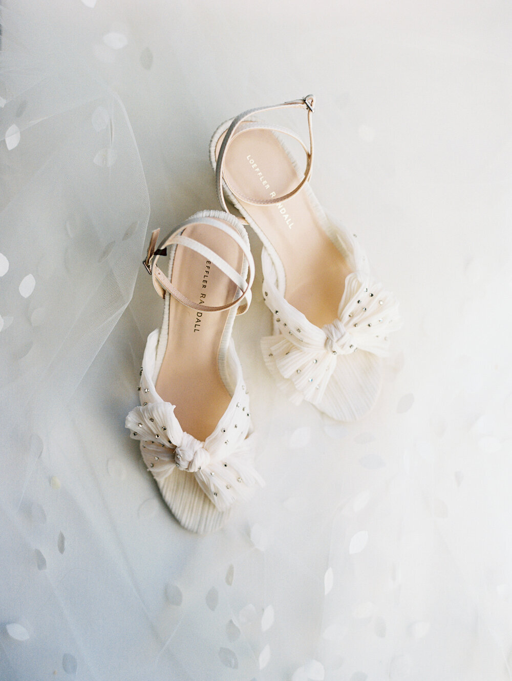 white and rhinestone bridal heels