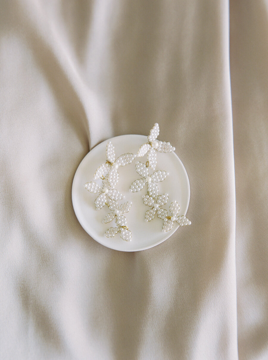 bridal earrings pearl floral drop