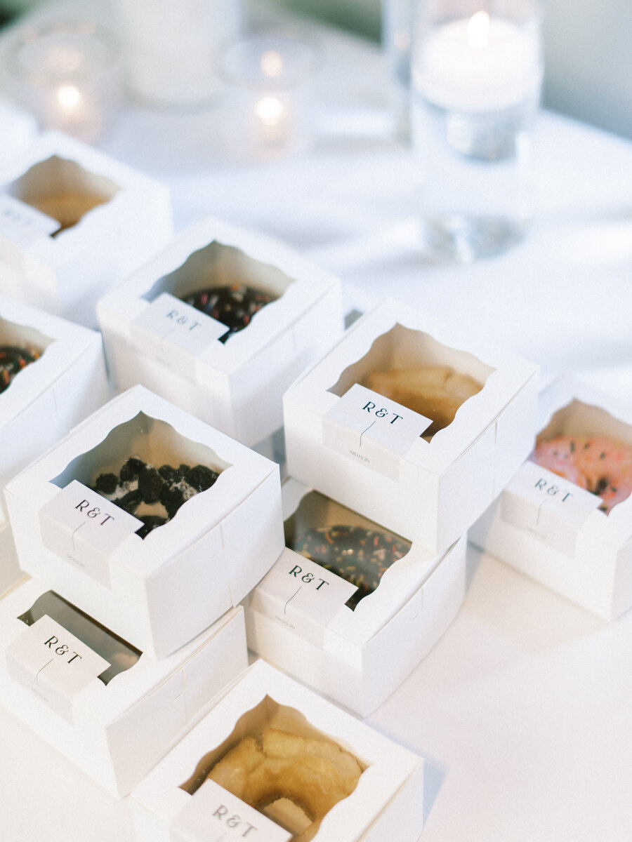 individually boxed doughnuts wedding favors