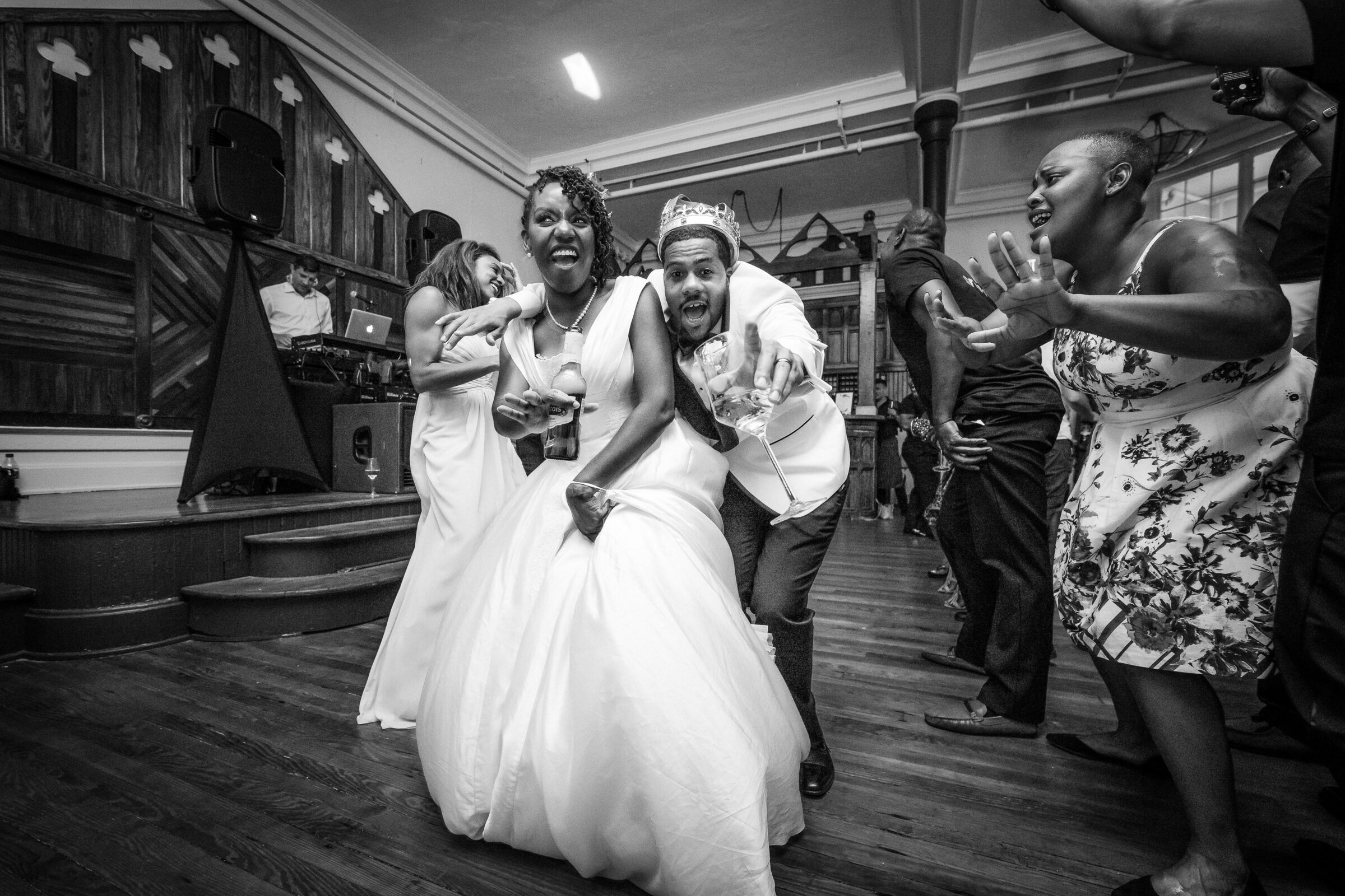 "Dancing at the wedding reception"