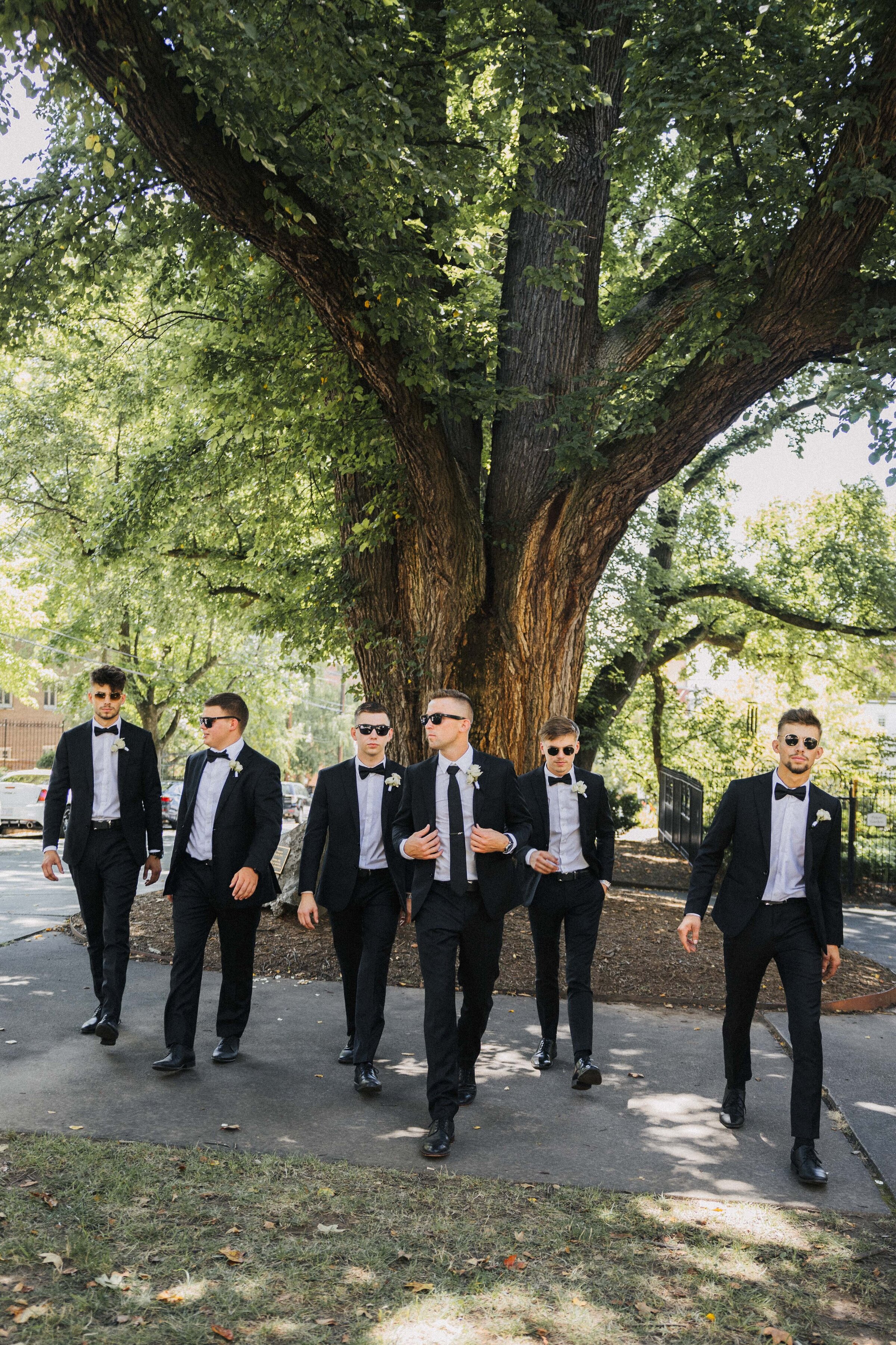 groomsmen walking