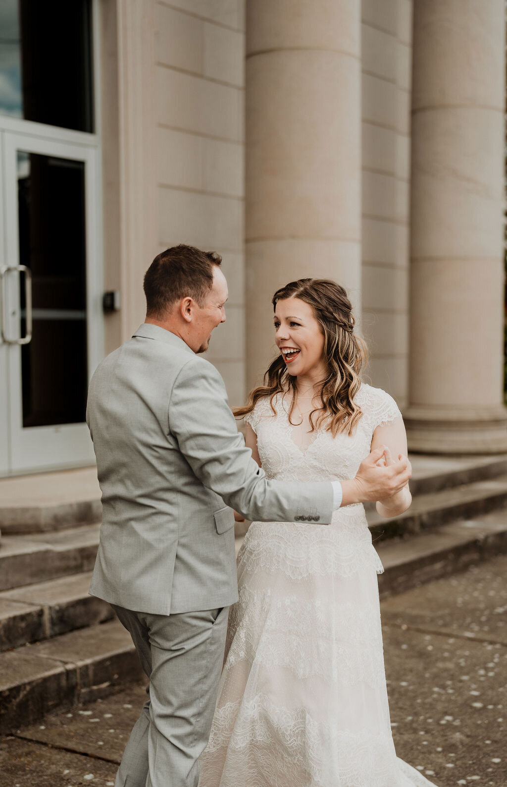 bride and groom sharing a private dance together