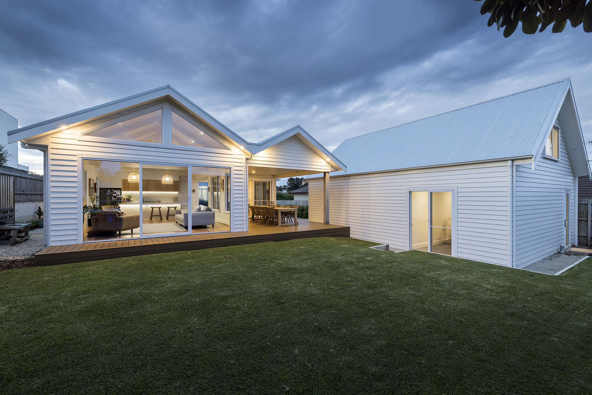 modern country home extension renovation white gable roof