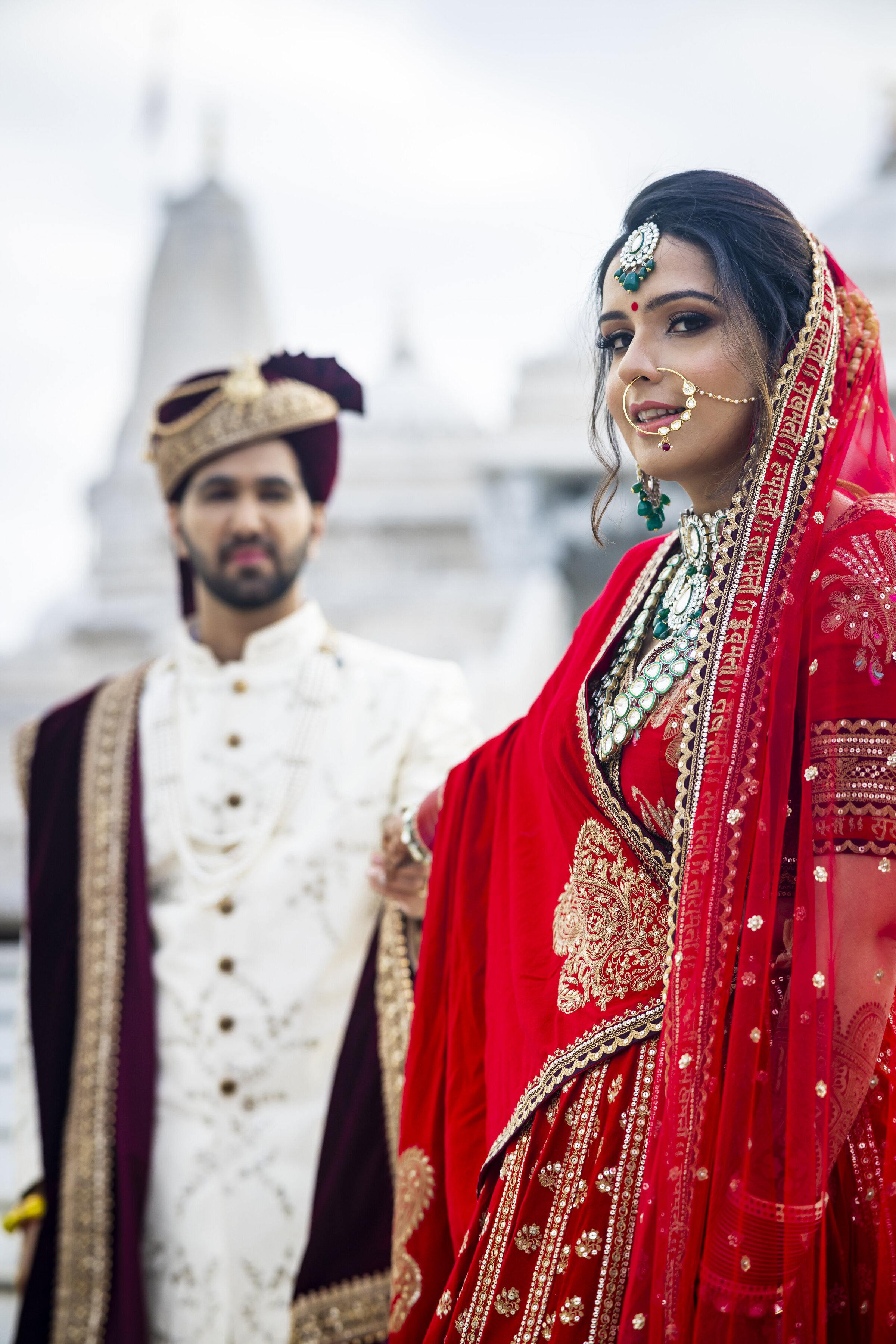 Traditional Indian wedding posing.
