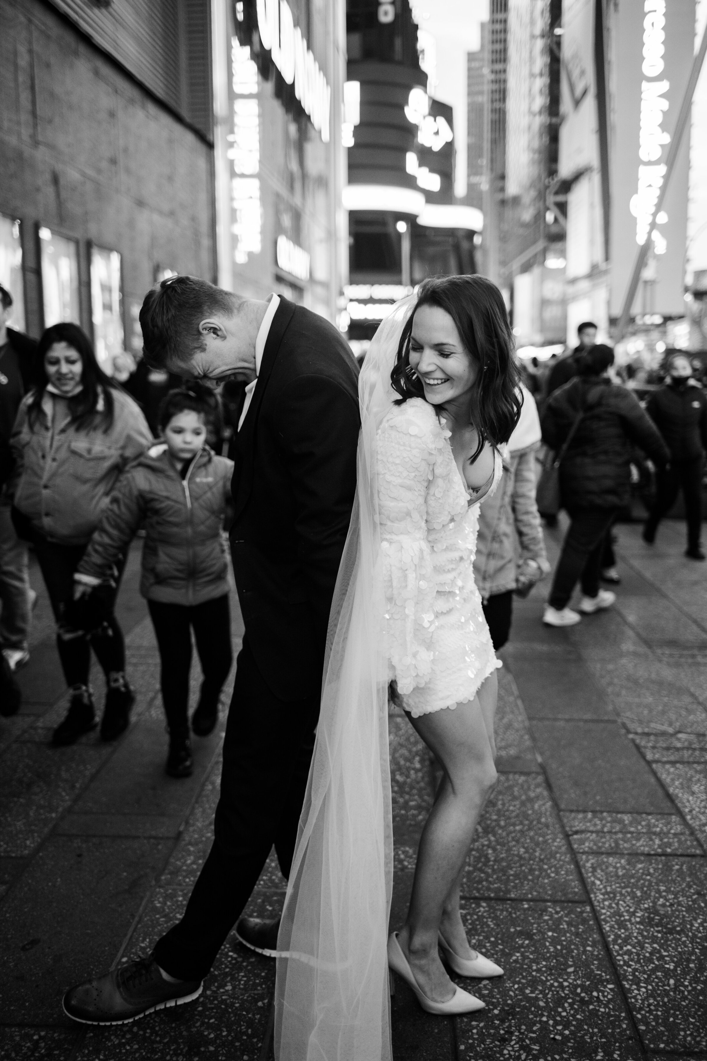 NYC Times Square Elopement Couple
