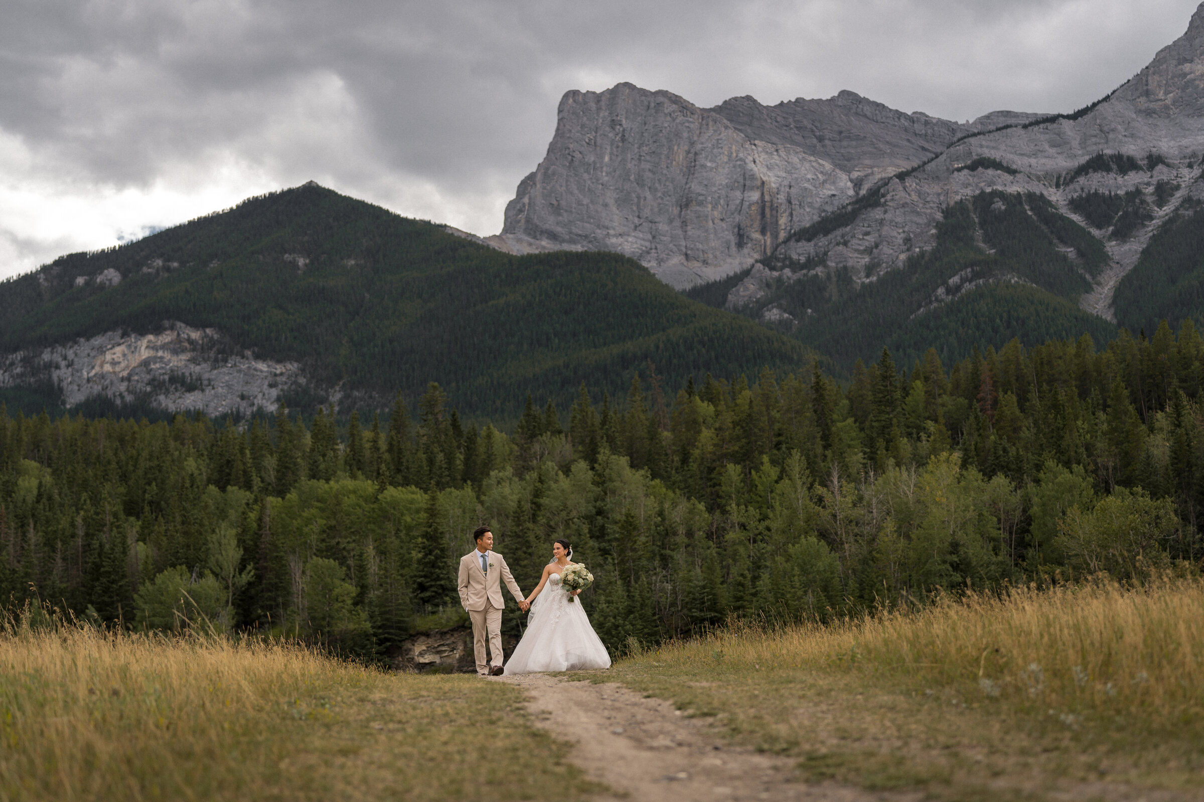 A photo from a wedding elopement at Westwind Pass in Canmore, Alberta