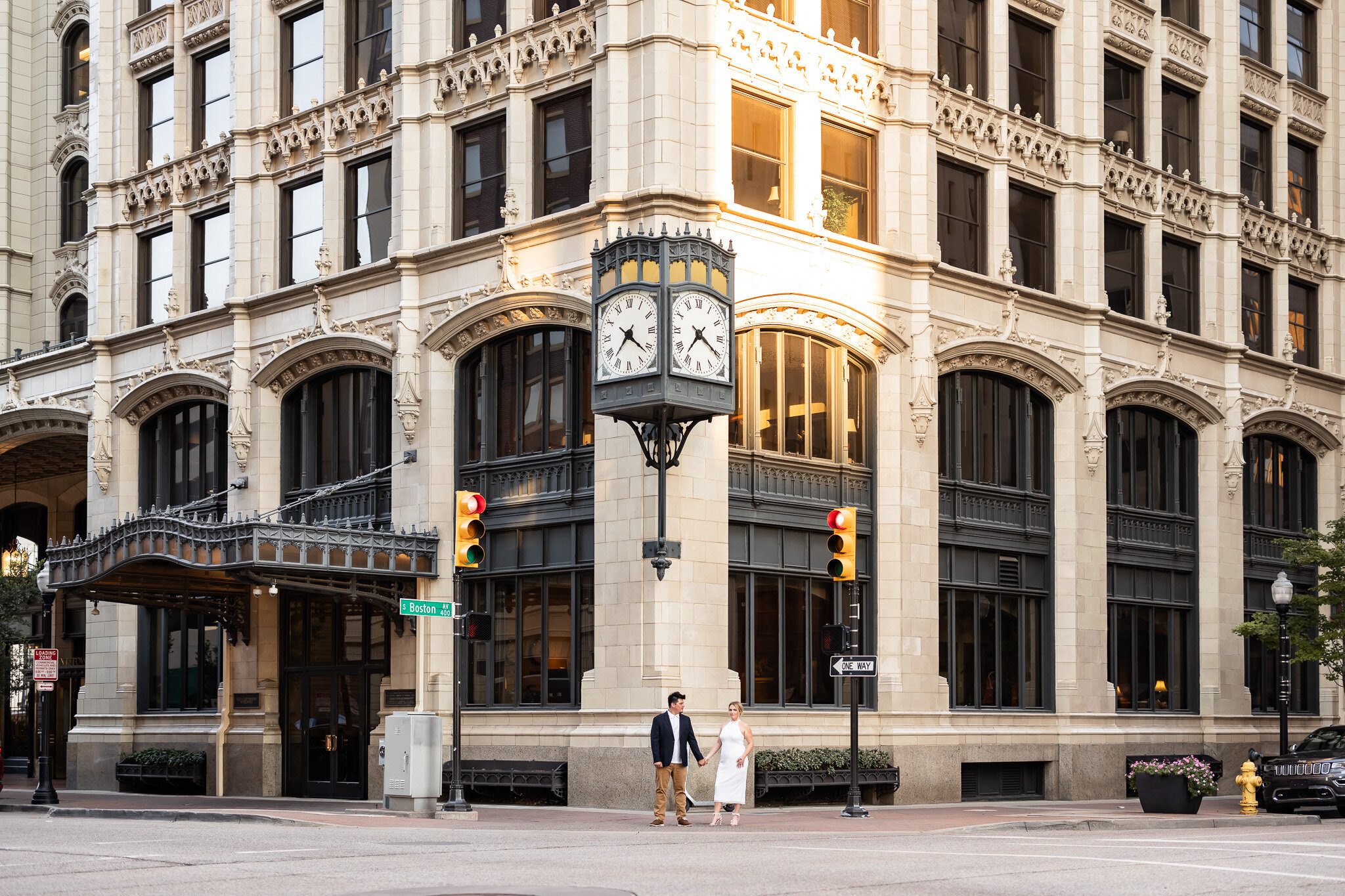Luxury high end engagment session in urban downtown Tulsa Oklahoma