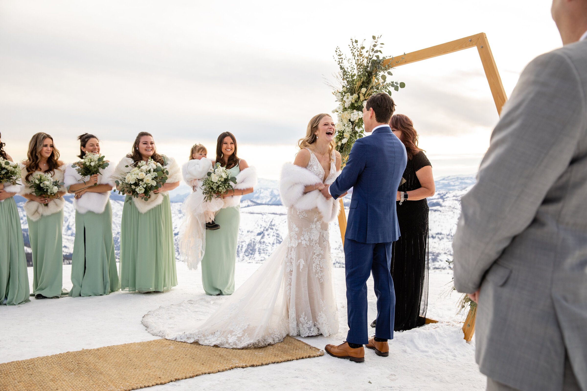 Mammoth Mountain Winter Wedding in the Snow, Mammoth Lakes, California, bride and groom