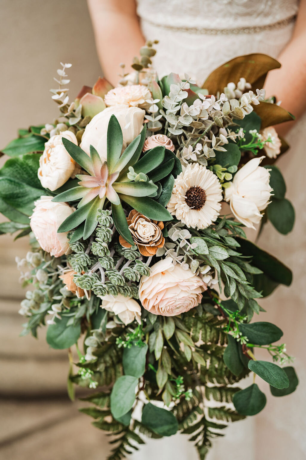 brides bouquet in bridal portraits at wedding