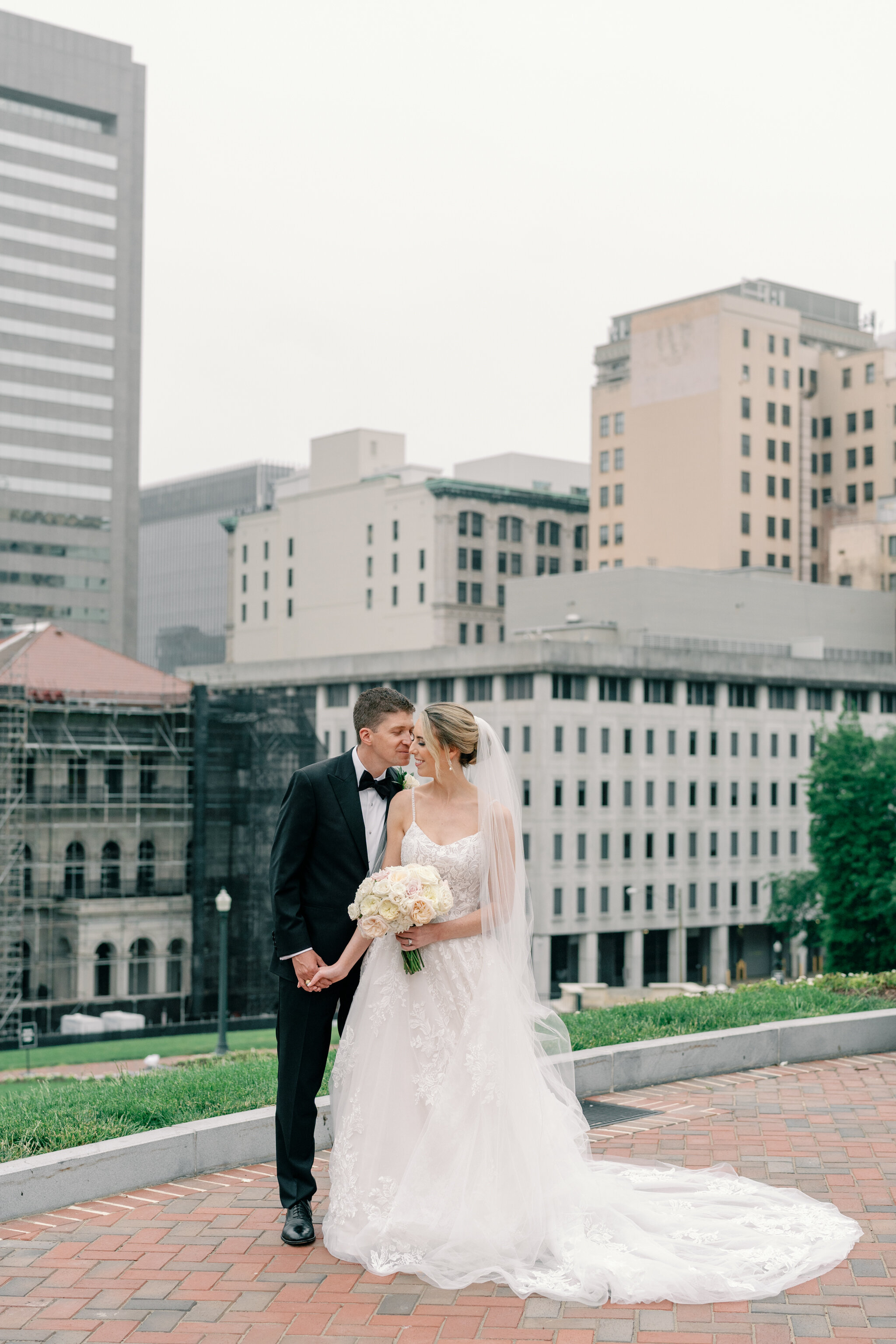 John Marshall Hotel Wedding | bride and groom portrait in downtown Richmond