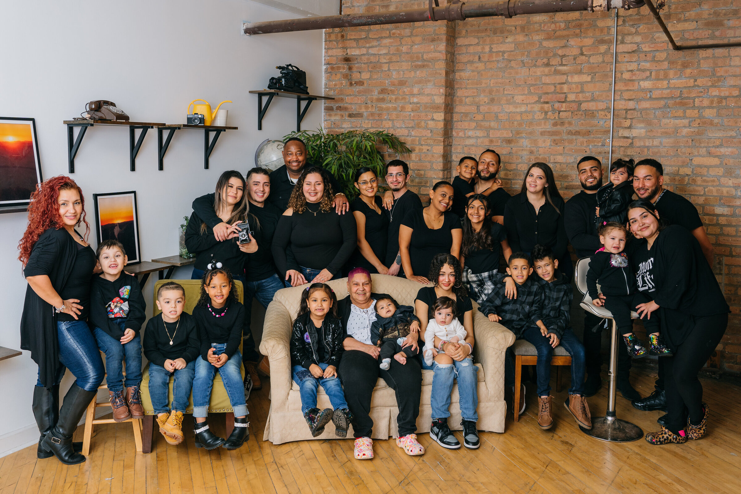Large family portrait at Lumber Studios in Chicago
