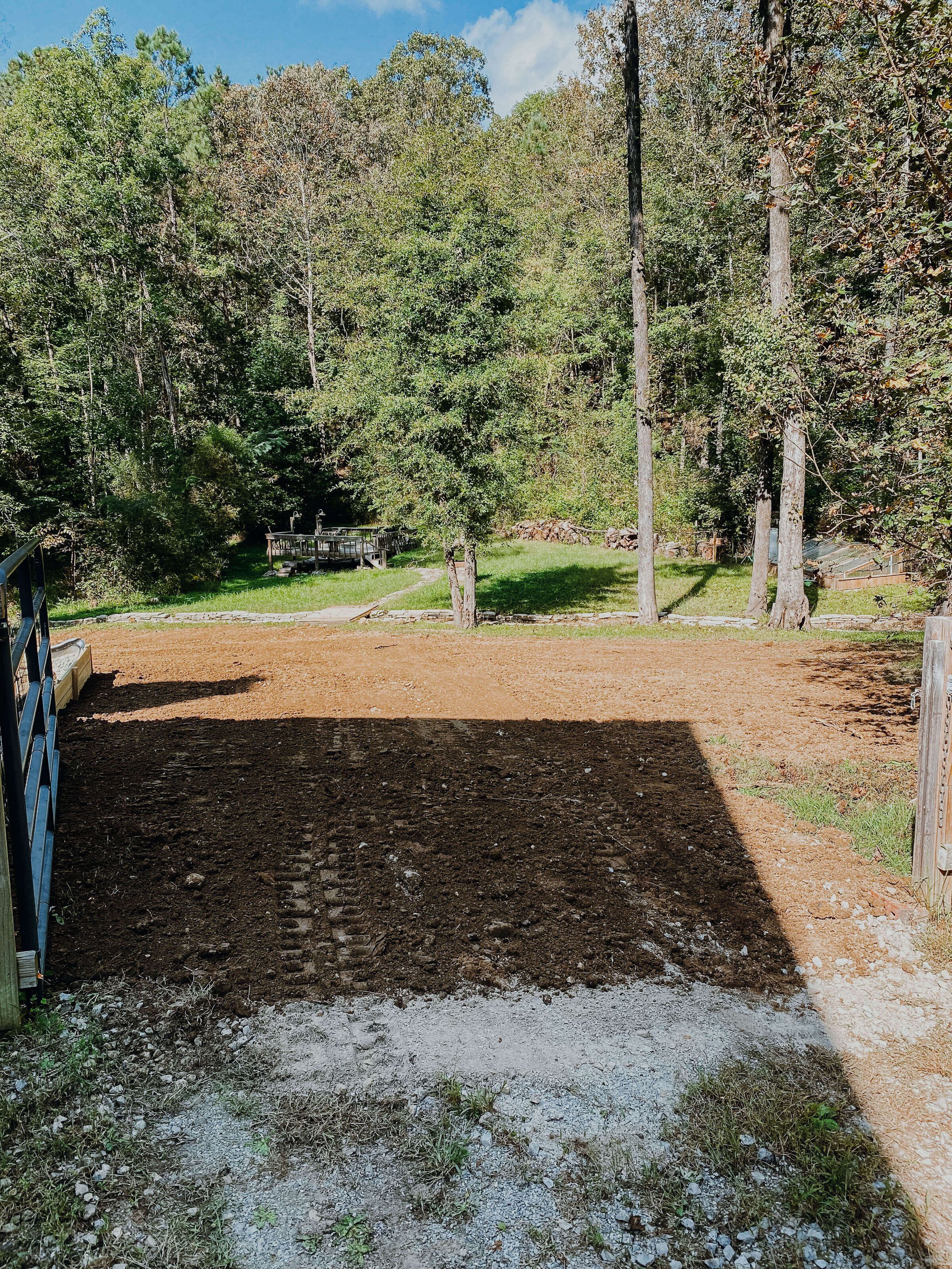 clean-flat-dirt-area-in-front-of-backyard-trees