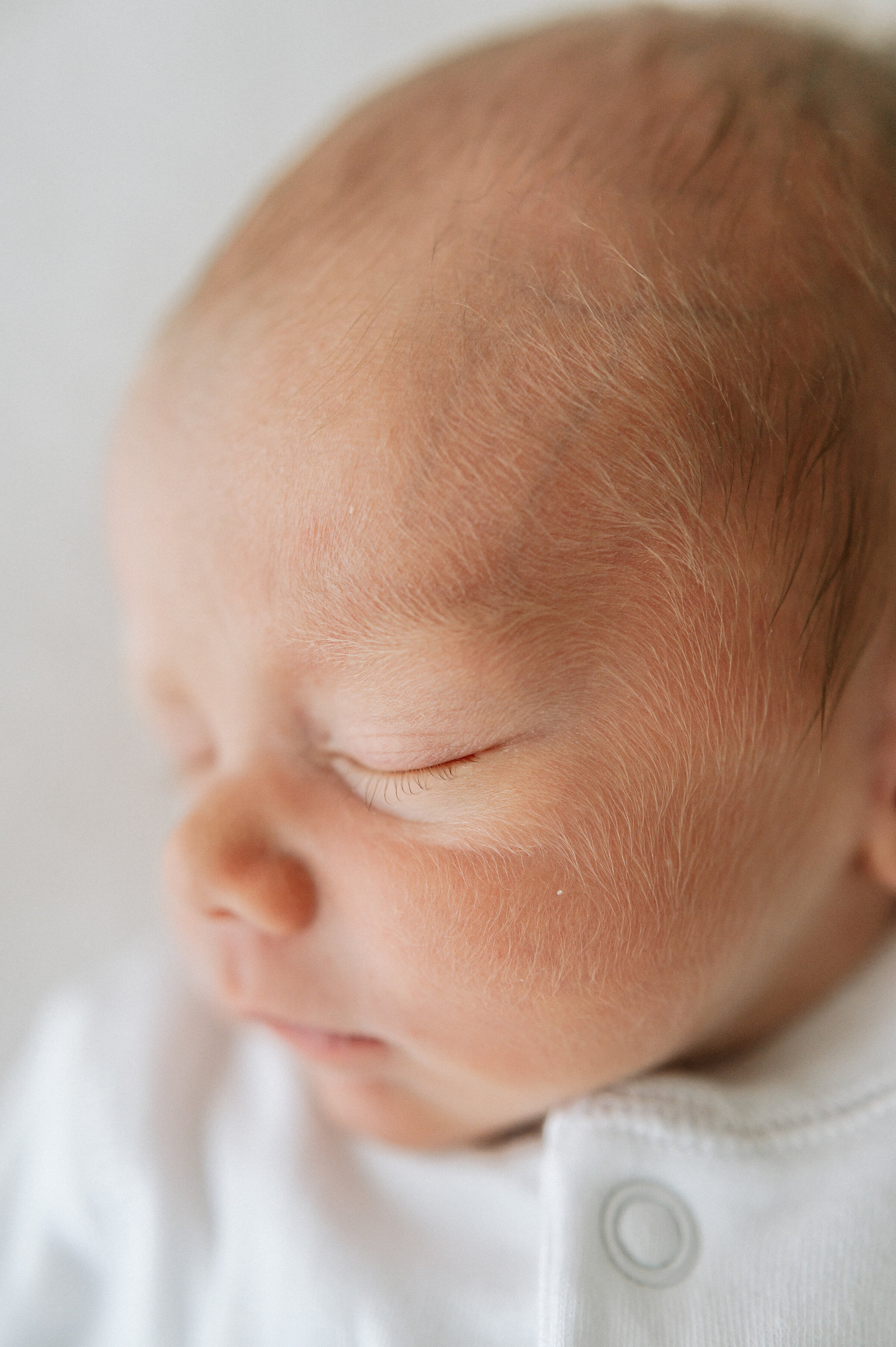 newborn photographer based in York - close up of newborn baby hairs