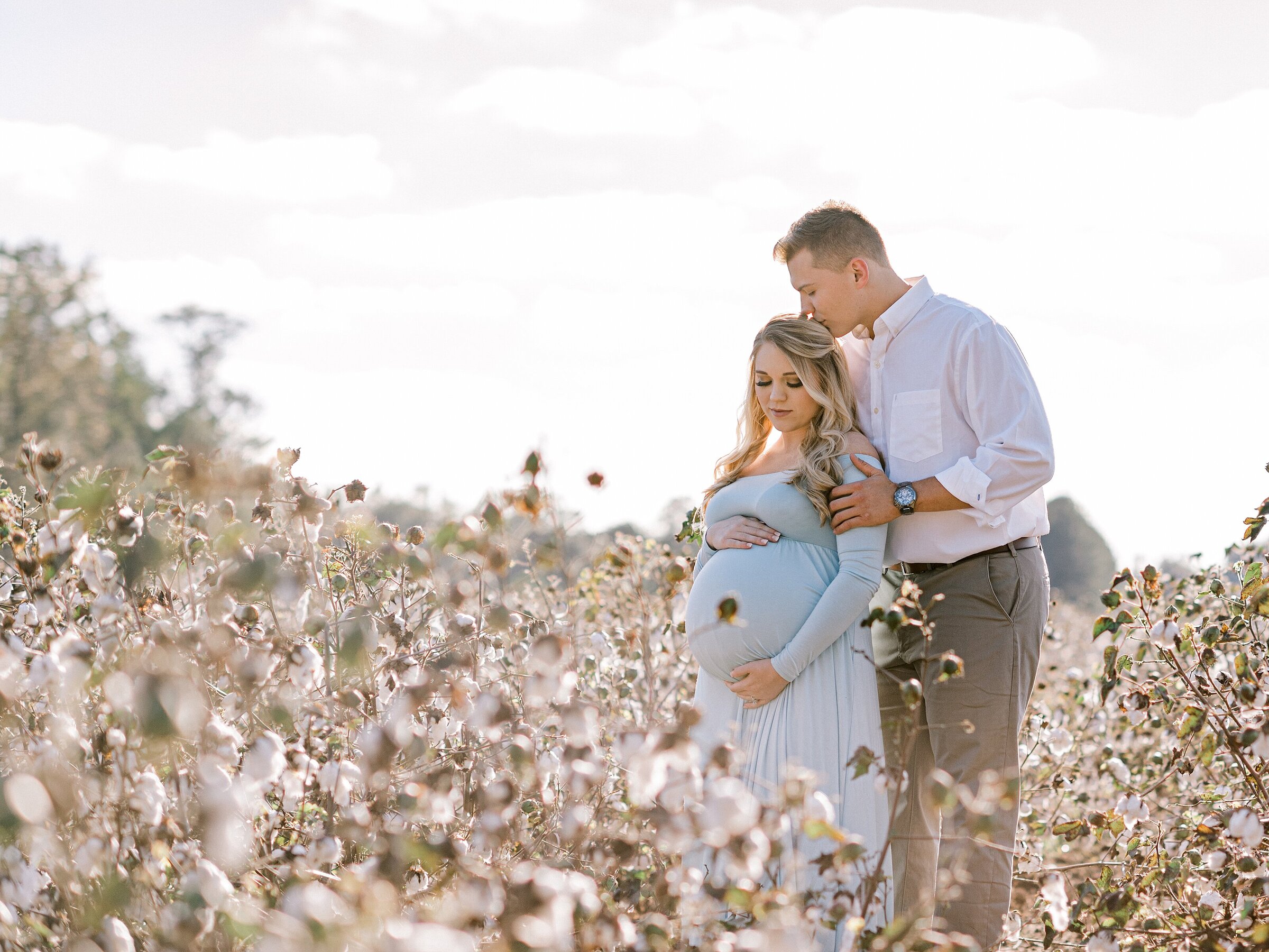 Maternity photos cotton field