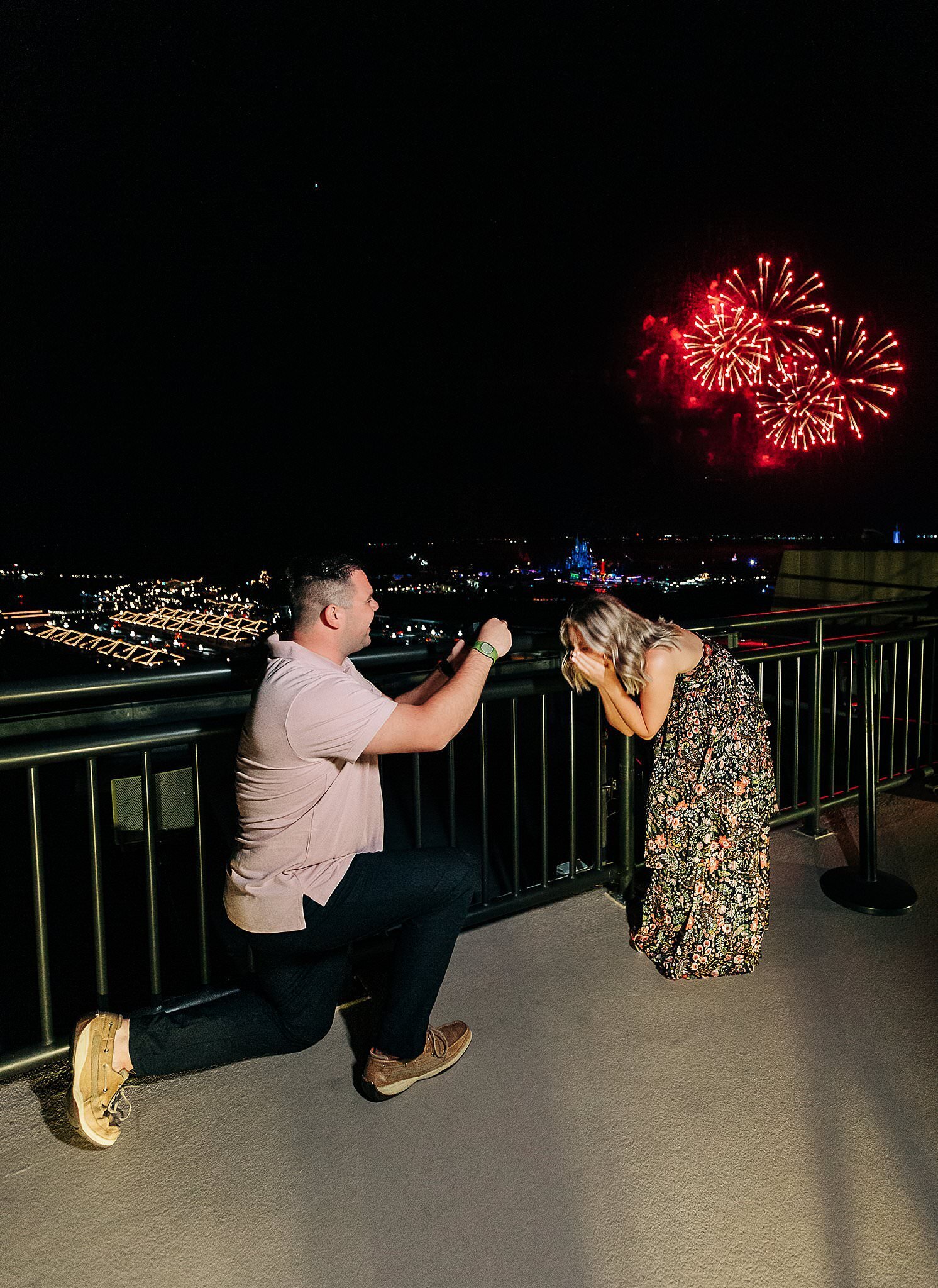 Surprise proposal at Disney's California Grill with fireworks, she said yes!