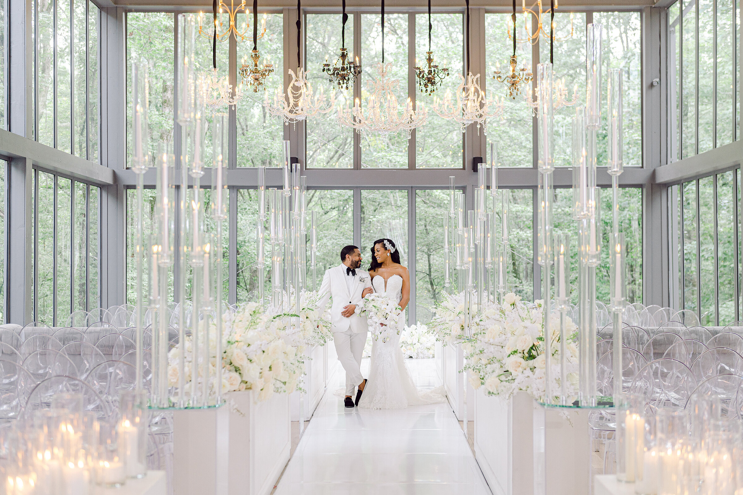 Bride and groom sharing a quiet moment during a luxury wedding in Memphis, designed by Wells Design Co..