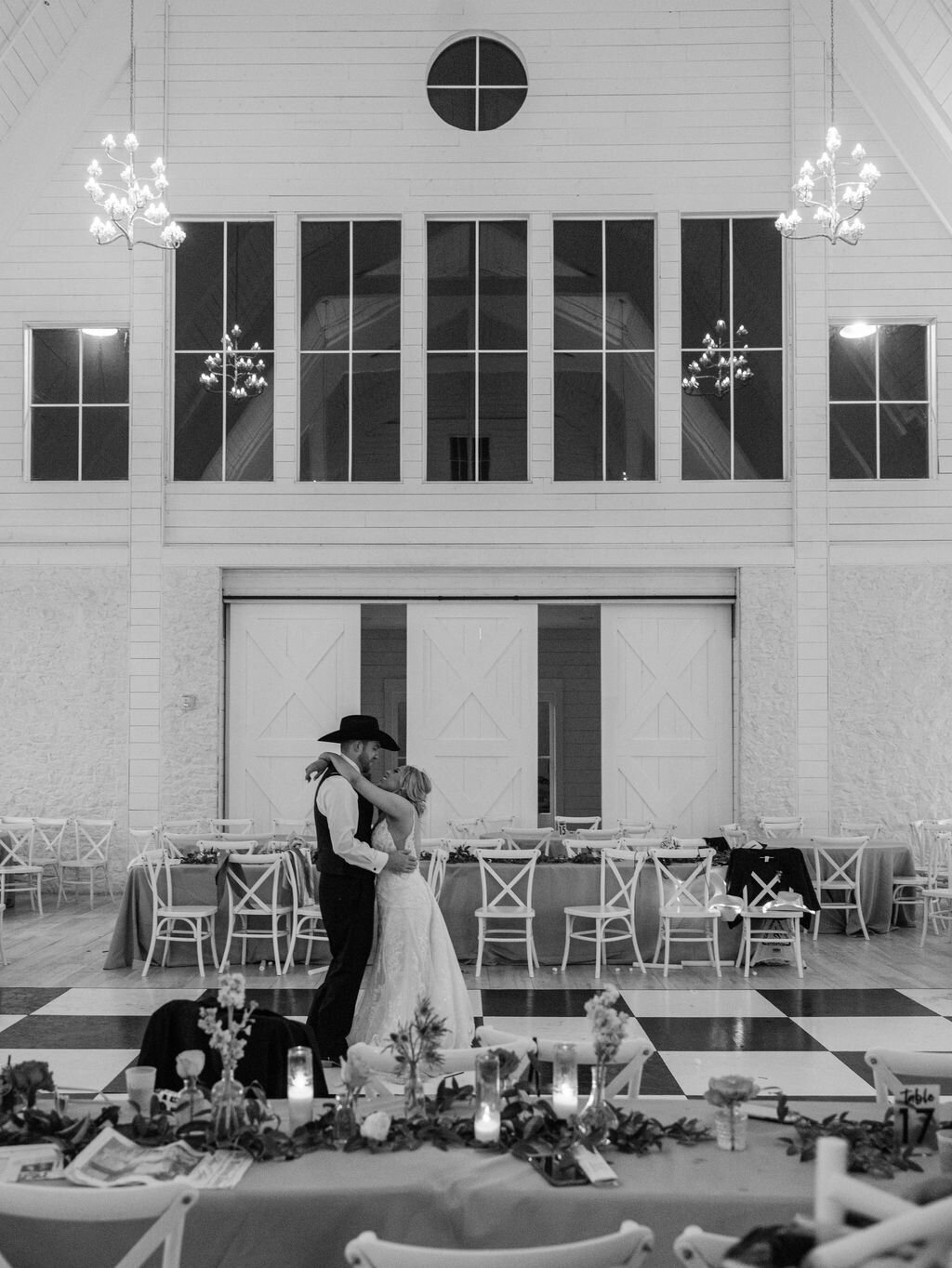 Black and white end of night couple dancing
